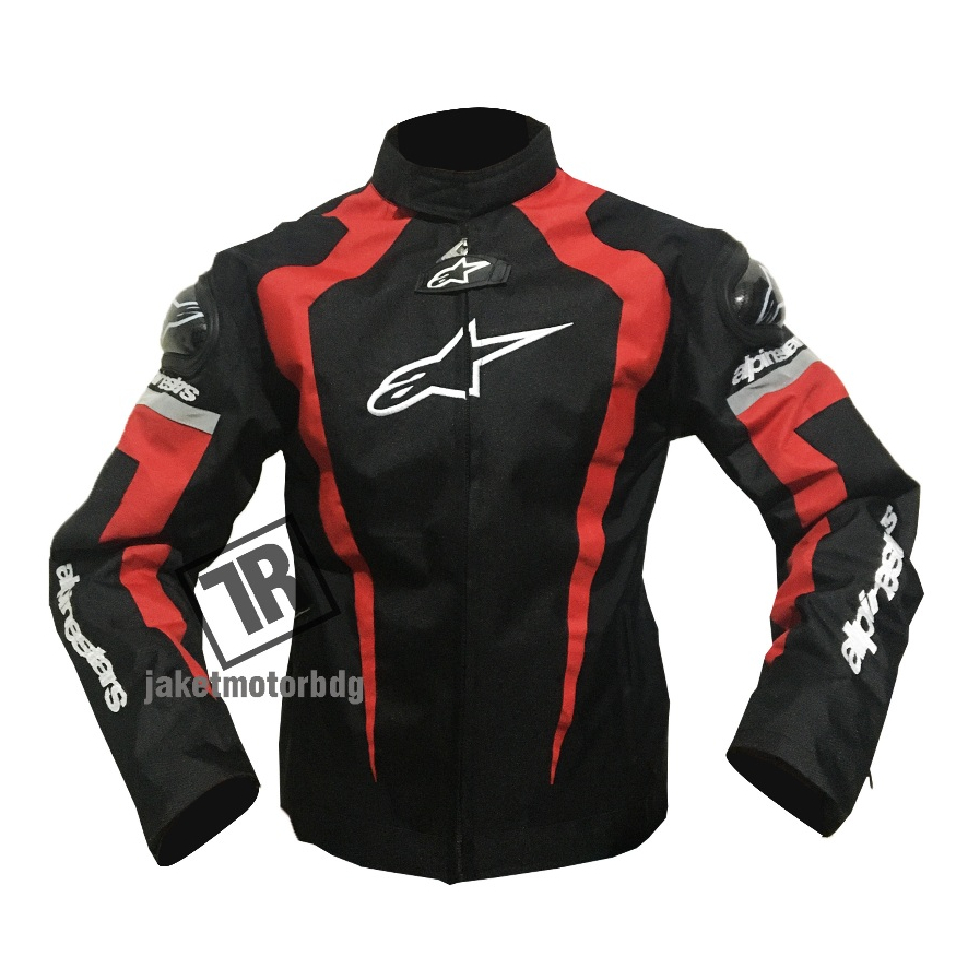 Jual Jaket Motor Riding Waterproof Strip Red Dengan Safety Pelindung ...