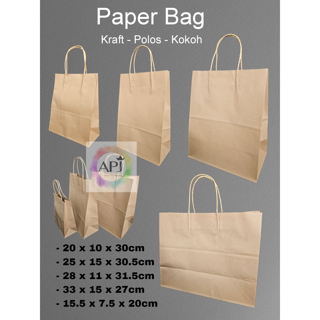 Jual Paper Bag Polos / Kantong Kertas Makanan / Paper Bag besar kecil ...