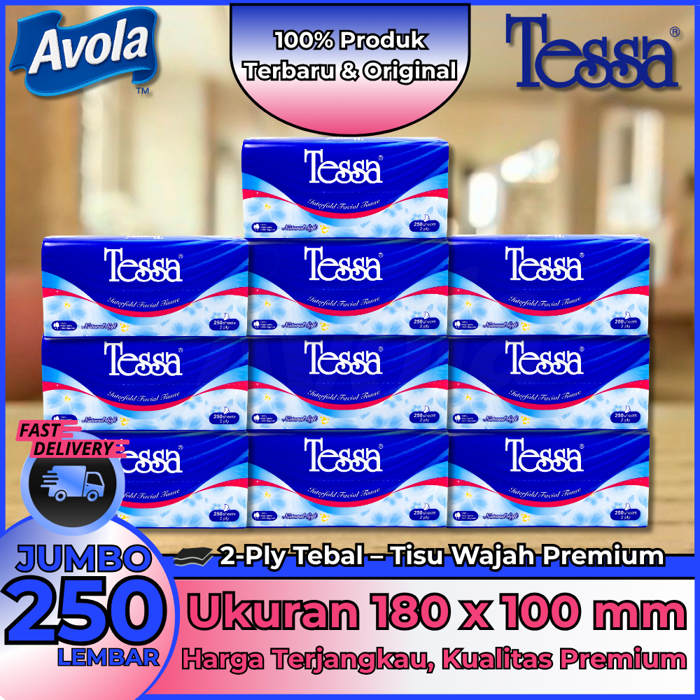 Jual Tisu Tessa 250 Sheet (10 PACK) –2 Lapis Tebal & Super Lembut Paket ...