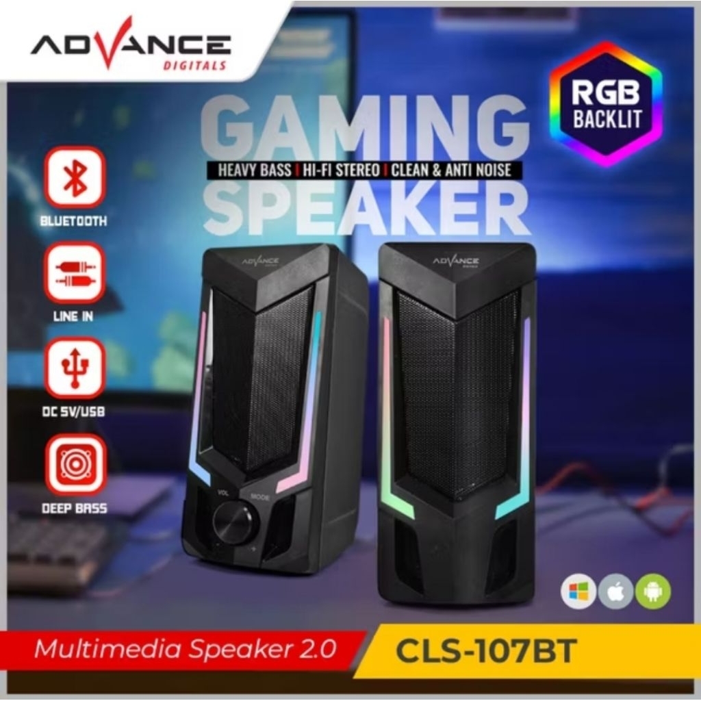 Jual Speaker Gaming Bluetooth Laptop/Komputer ADVANCE CLS-107BT RGB ...