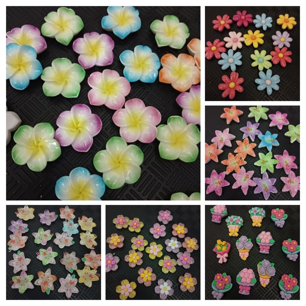 Jual [500pcs] Baru resin/clay bunga cantik mix warna | Shopee Indonesia