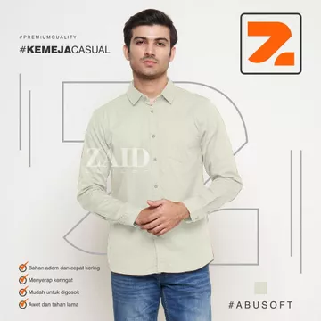 Brand ZAIDconcep Kemeja Pria Lengan Panjang Pria Kemeja Hems Casual Polos Kemeja Cotton Premium