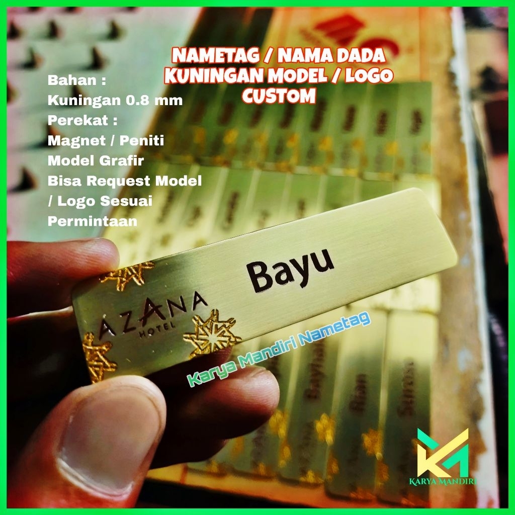 Jual Nametag Hotel Kuningan Custom Grafir Etching | Name Tag Karyawan ...