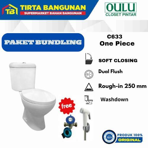 PAKET BUNDLING WC DUDUK OULU C633 CLOSET / TOILET / WC DUDUK FREE STOP KRAN TEE + JET SHOWER