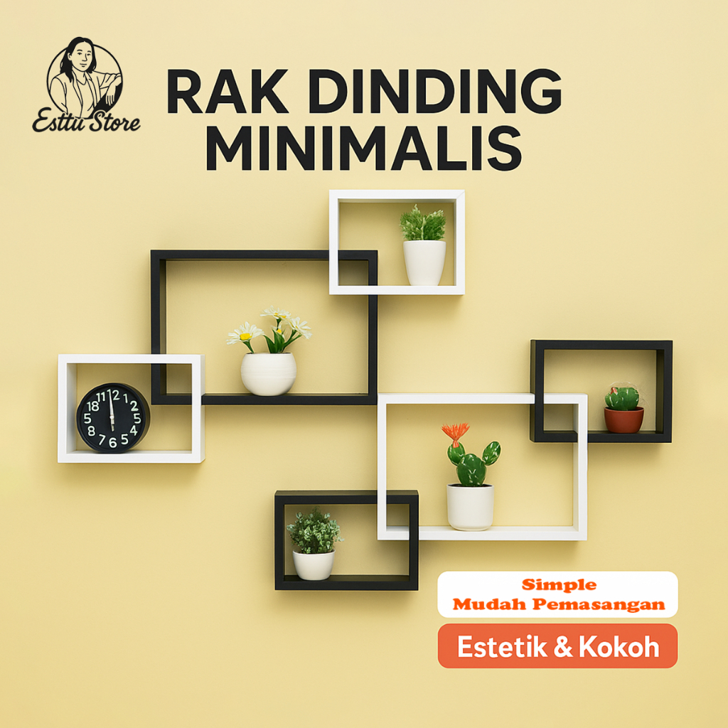 Rak Dinding Kotak Minimalis | Hiasan Dinding Sudut Estetik – Mudah Pasang & Kokoh