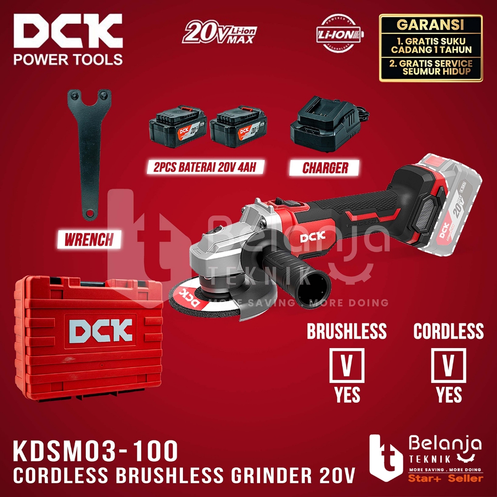 Jual DCK Gerinda Baterai KDSM03-100 EM 20V Cordless Brushless Grinder 4 ...