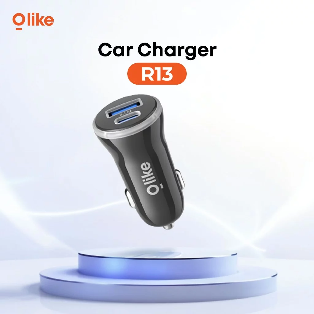 Car Charger Dual Port USB A & Type C Fast Charging 3.1A! Olike R13