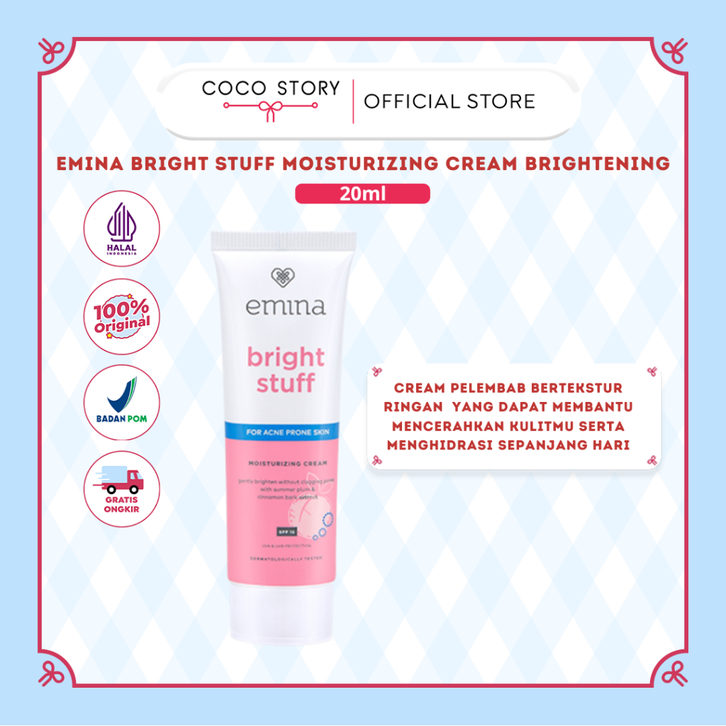 Jual Emina Bright Stuff Moisturizing Cream Brightening 20 ml | Shopee ...