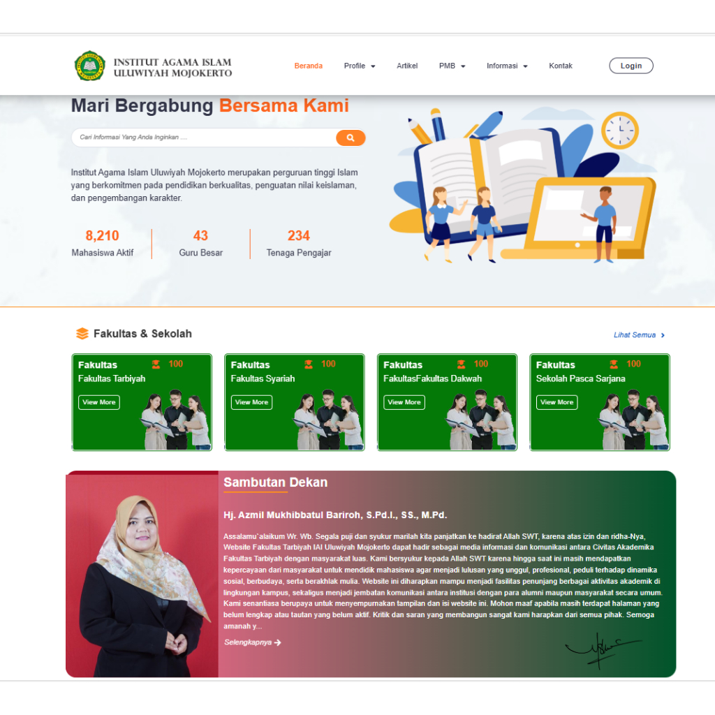 Website Universitas dengan menggunakan wordpress langsung aktif tinggal menggunakan