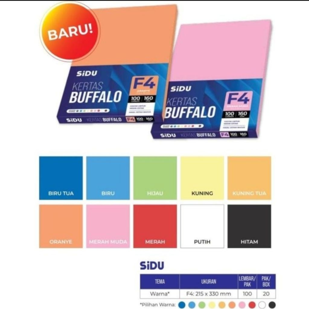 Jual Kertas Buffalo Sidu F4 100 Lembar 160 gr | Shopee Indonesia