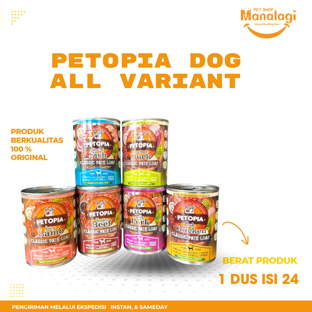Jual PETOPIA 1 Dus Isi 24 Pcs Makanan Anjing Basah PETOPIA CLASSIC PATE ...