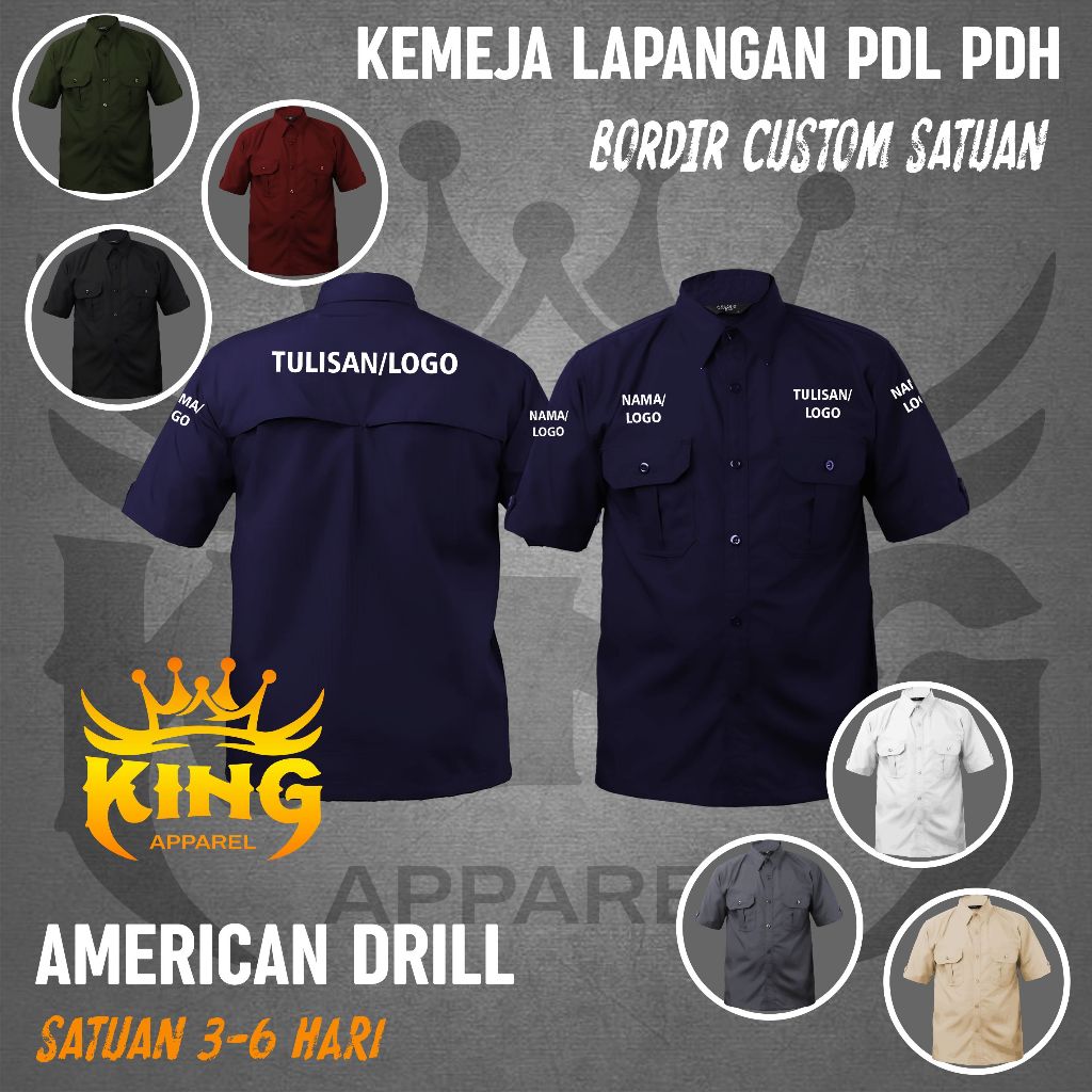 Jual KEMEJA SERAGAM Pdh Pdl Desain Custom Lengan pendek Bordir custom ...