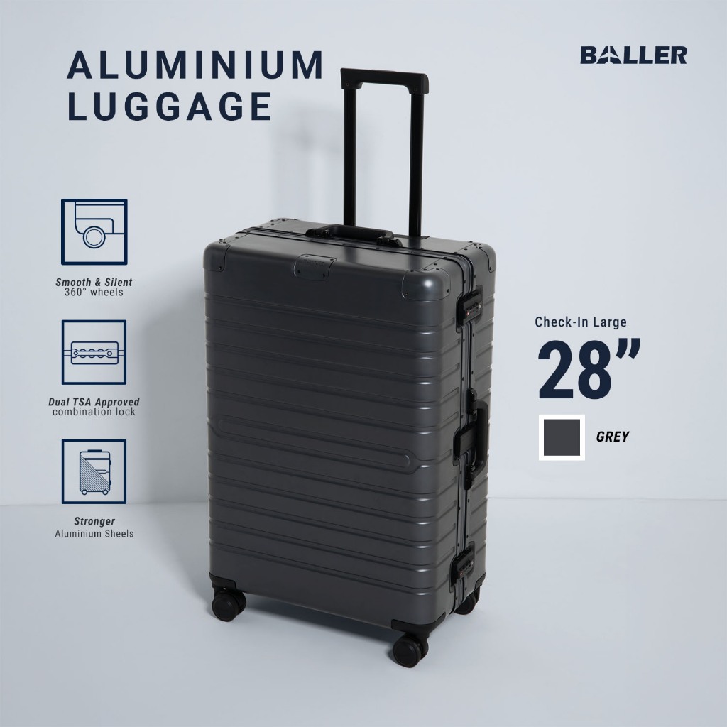 Jual BALLER Koper Aluminium Check In Large 28 inch Grey - Koper Bagasi ...