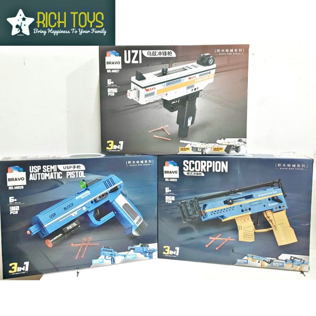 Jual Brick Block Gun Pistol Tembakan 3in1 Mainan Edukasi Anak Laki ...