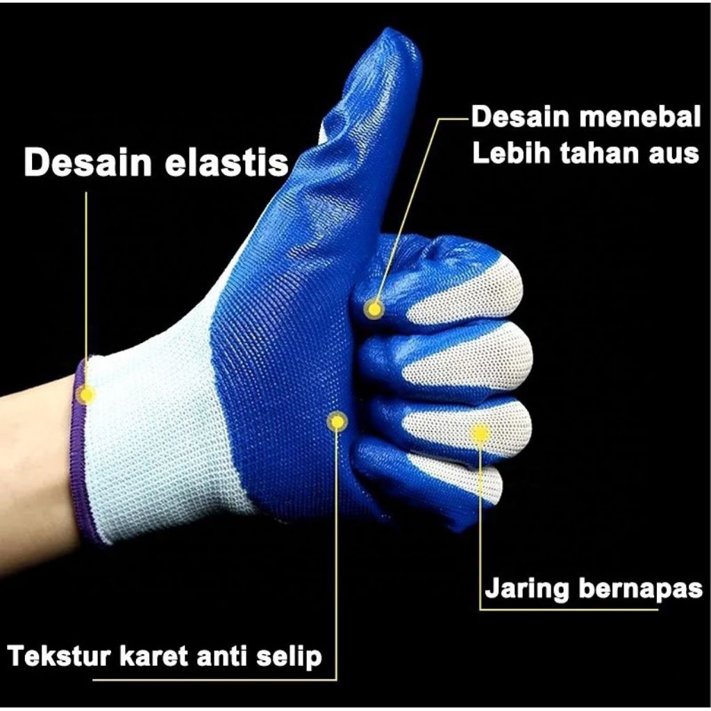 Jual SARUNG TANGAN BIRU ANTI LICIN SARUNG TANGAN KARET TAHAN API MURAH ...