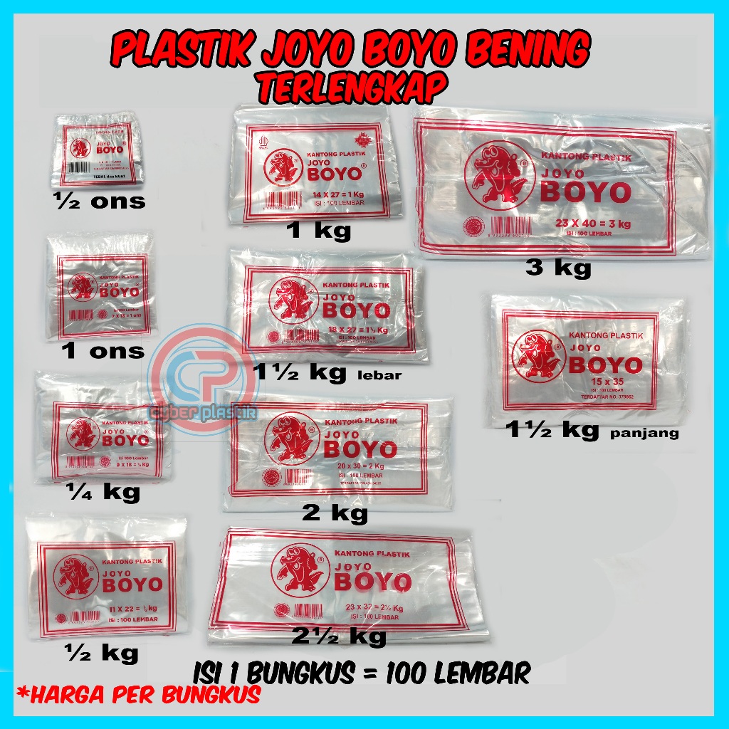 Jual Plastik Joyo Boyo PP bening Isi 100 Lembar Terlengkap dan termurah ...