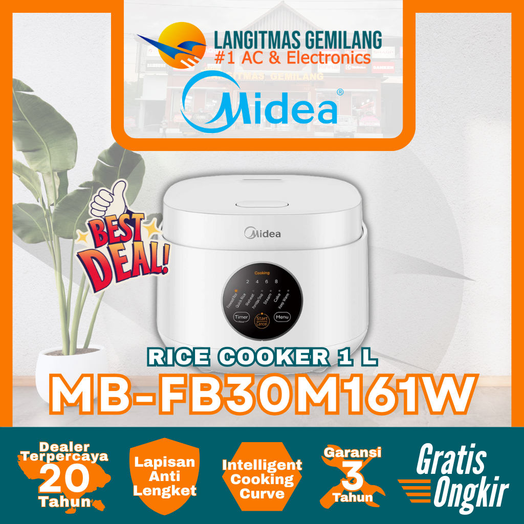 Jual MIDEA RICE COOKER 1 Liter MB-FB30M161W | Shopee Indonesia