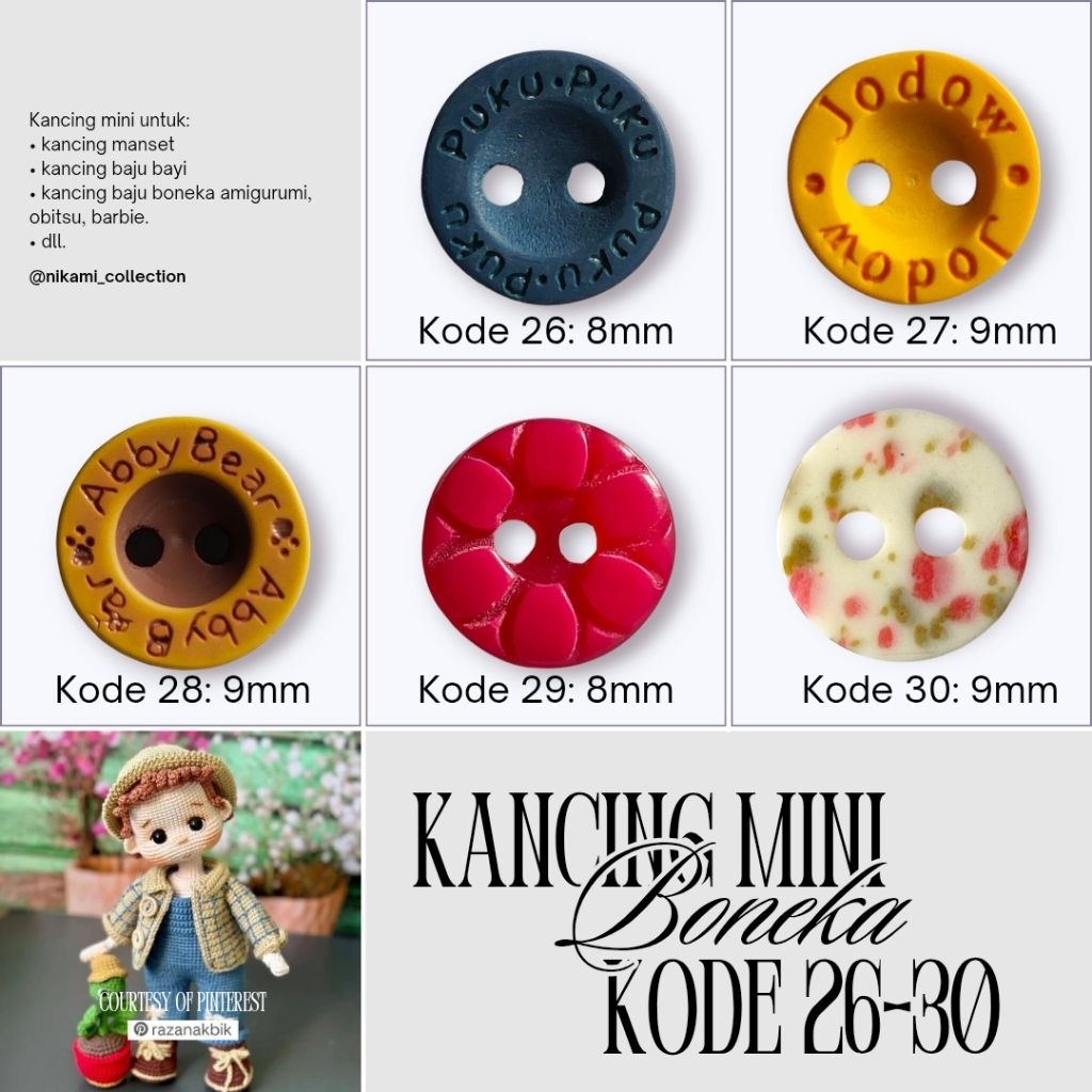 Jual Kancing Mini | Kancing Bayi | Kancing Boneka Amigurumi Kode 26 ...