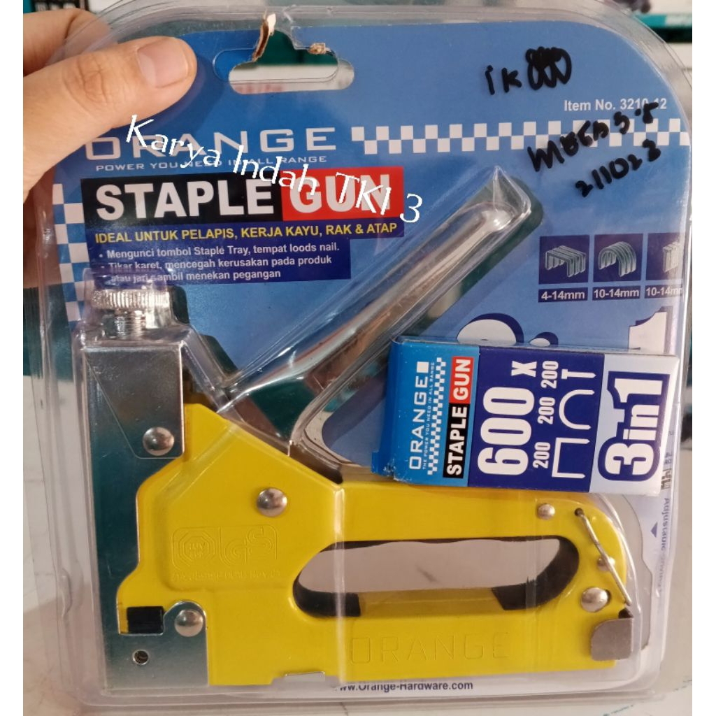 Jual Stapler Gun ORANGE 3 IN 1 Staples Tembak Ergonomic Jok Sofa GS ...