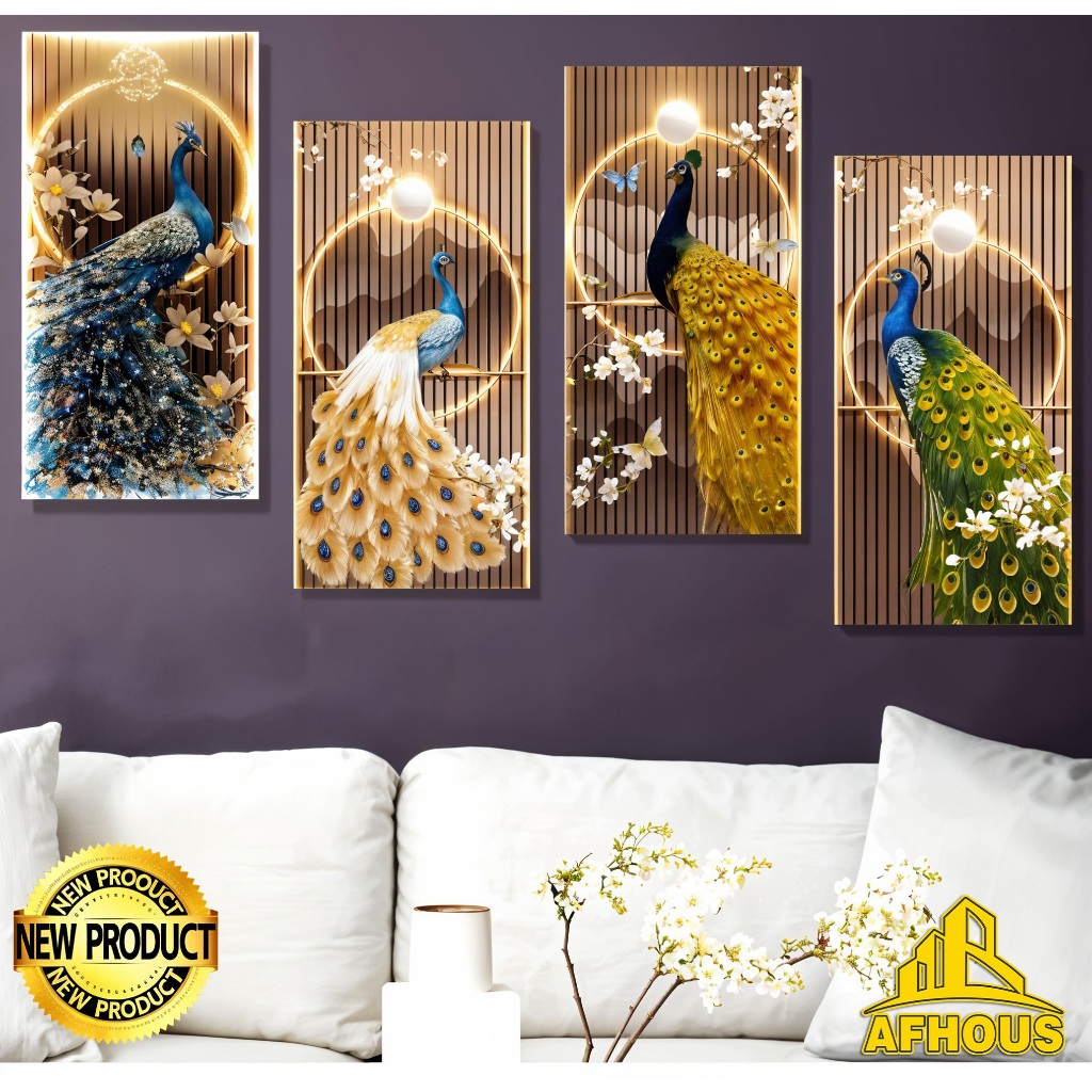 HIASAN DINDING MODERN AESTHETIC BURUNG MERAK RUANG TAMU DEKORASI PAJANGAN KAMAR 