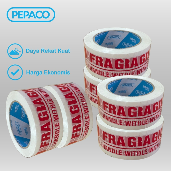 Jual PEPACO PRINTING TAPE, FRAGILE PUTIH, 2 INCH X 90 YARD, 6 ROLL ...