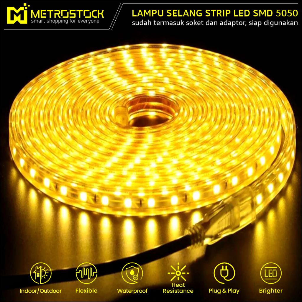 Jual Lampu LED Strip 5050 selang tempel plafon dinding hias kamar ...