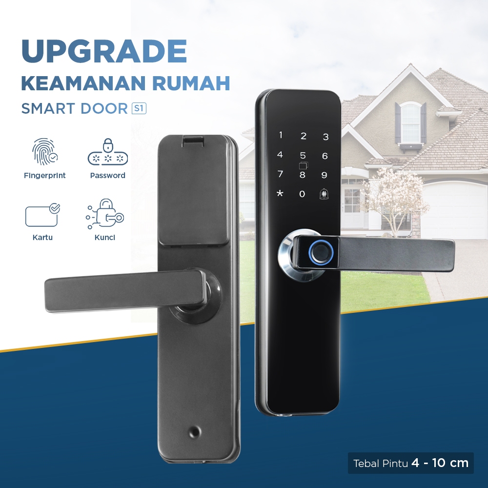 Jual Smart Door Lock Fingerprint Password Card Tuya App Bluetooth IP65 ...