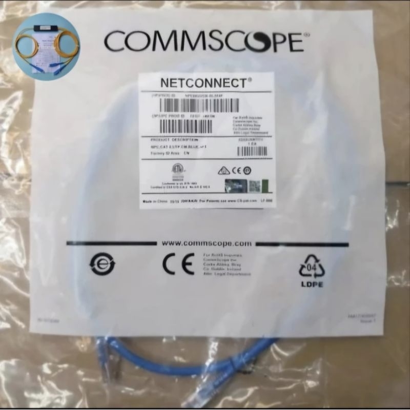 Jual AMP COMMSCOPE PATCH CORD CAT 6 1METER / 4FEET BIRU ORIGINAL ...
