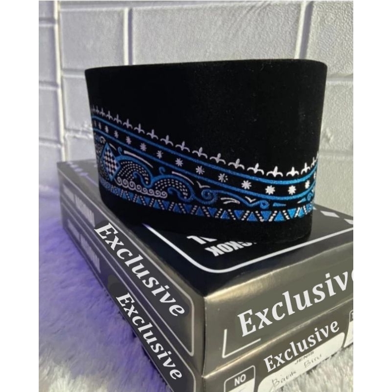 Kopiah Songkok Peci Hitam Motif Batik Anak anak&Dewasa Tinggi 9 CM