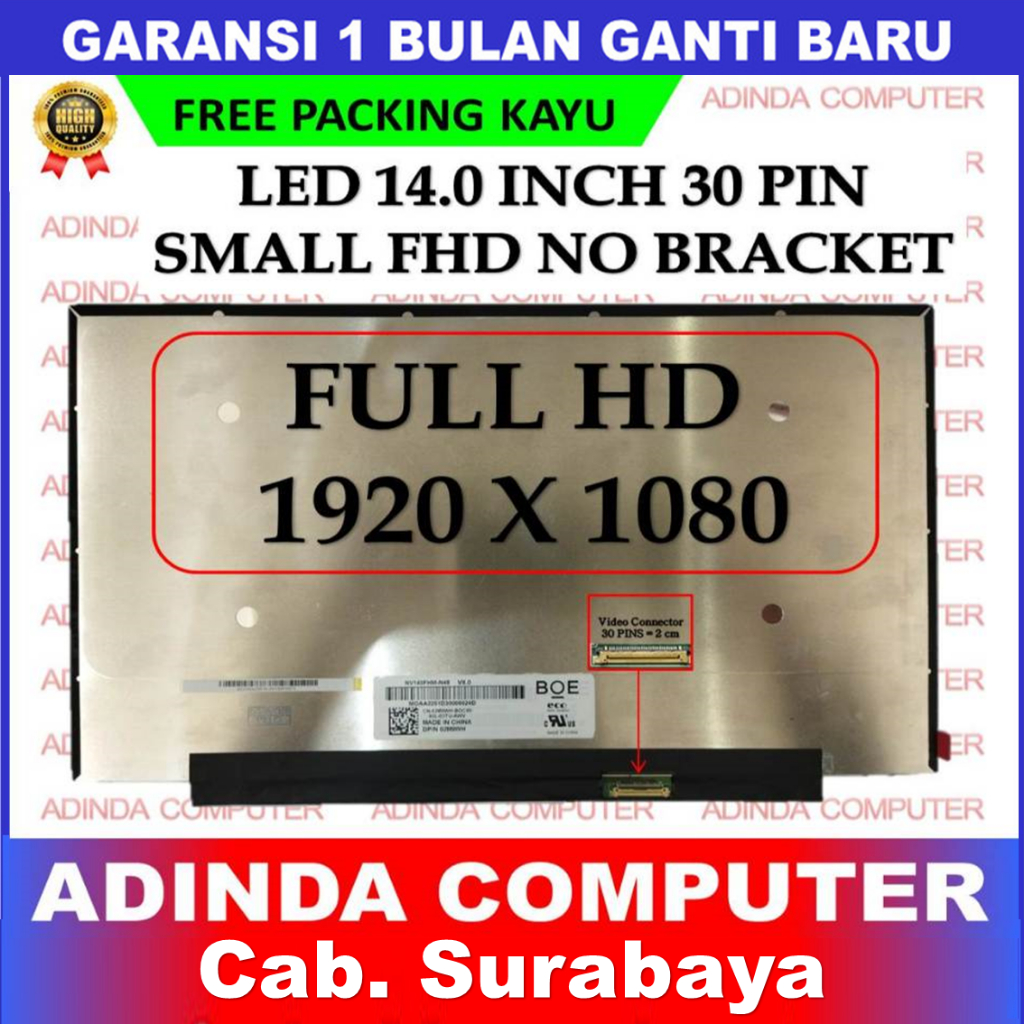 Jual LCD LED Hp 14.0 14 Inch 30 Pin 30pin Slim Small Narrow Full HD FHD ...