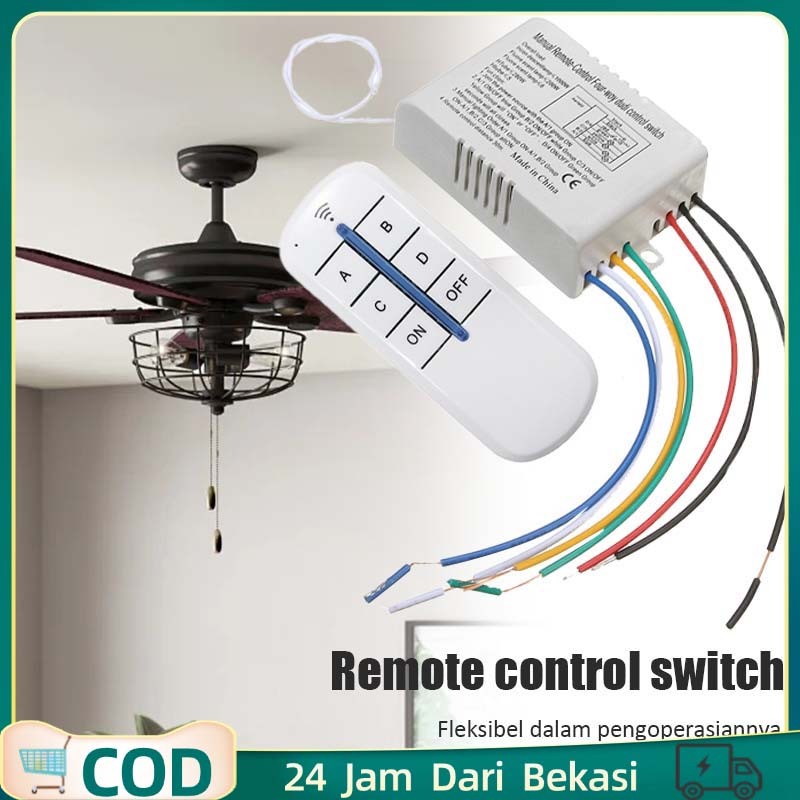 Jual 4 Ways Saklar Lampu Wireless Dengan Remote Control On Off Remote ...