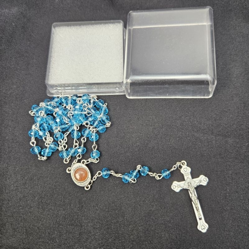 Jual Rosario Kristal Cheko Tanah Jerusalem Blue 6mm | Shopee Indonesia