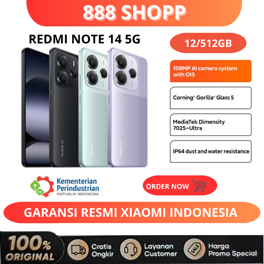 Xiaomi Redmi Note 14 5G 108MP AI camera system with OIS MediaTek  Dimensity 7025 Ultra Corning Gorilla Glass IP64 dust and