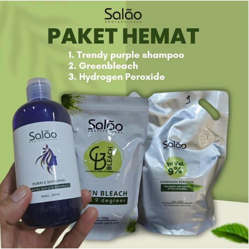 Jual Paket Bundle Salao Green Bleach, developer, trendy shampoo ...