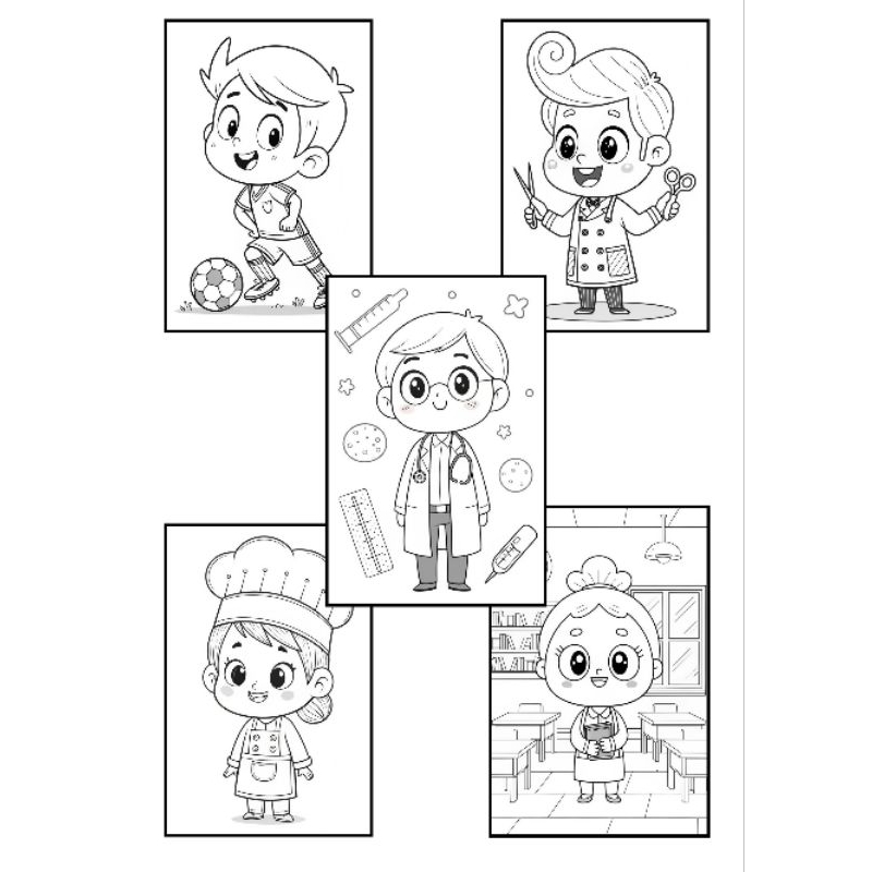 Jual Coloring pages / coloring book / buku mewarnai tema profesi untuk ...