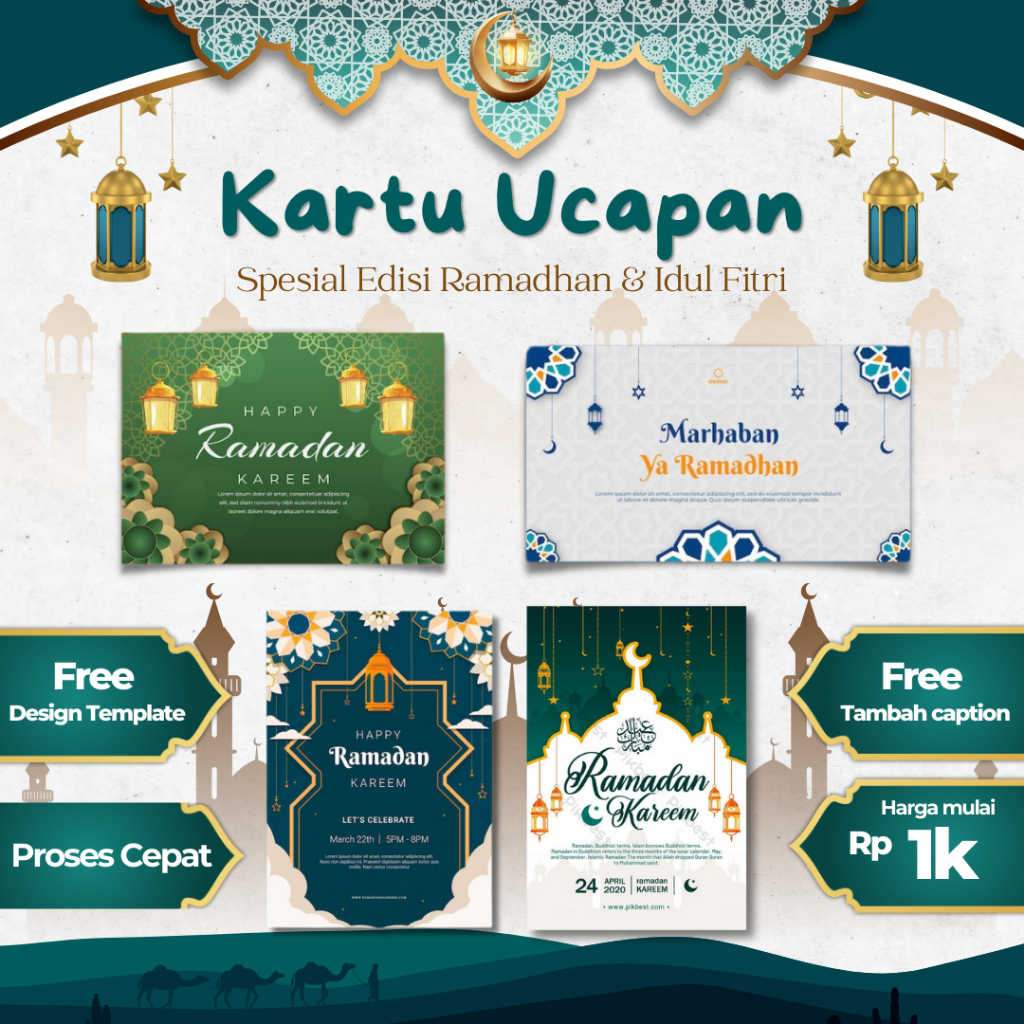 Jual Kartu Ucapan Lebaran Idul Fitri 1 Sisi | Kartu Lebaran | Selamat ...