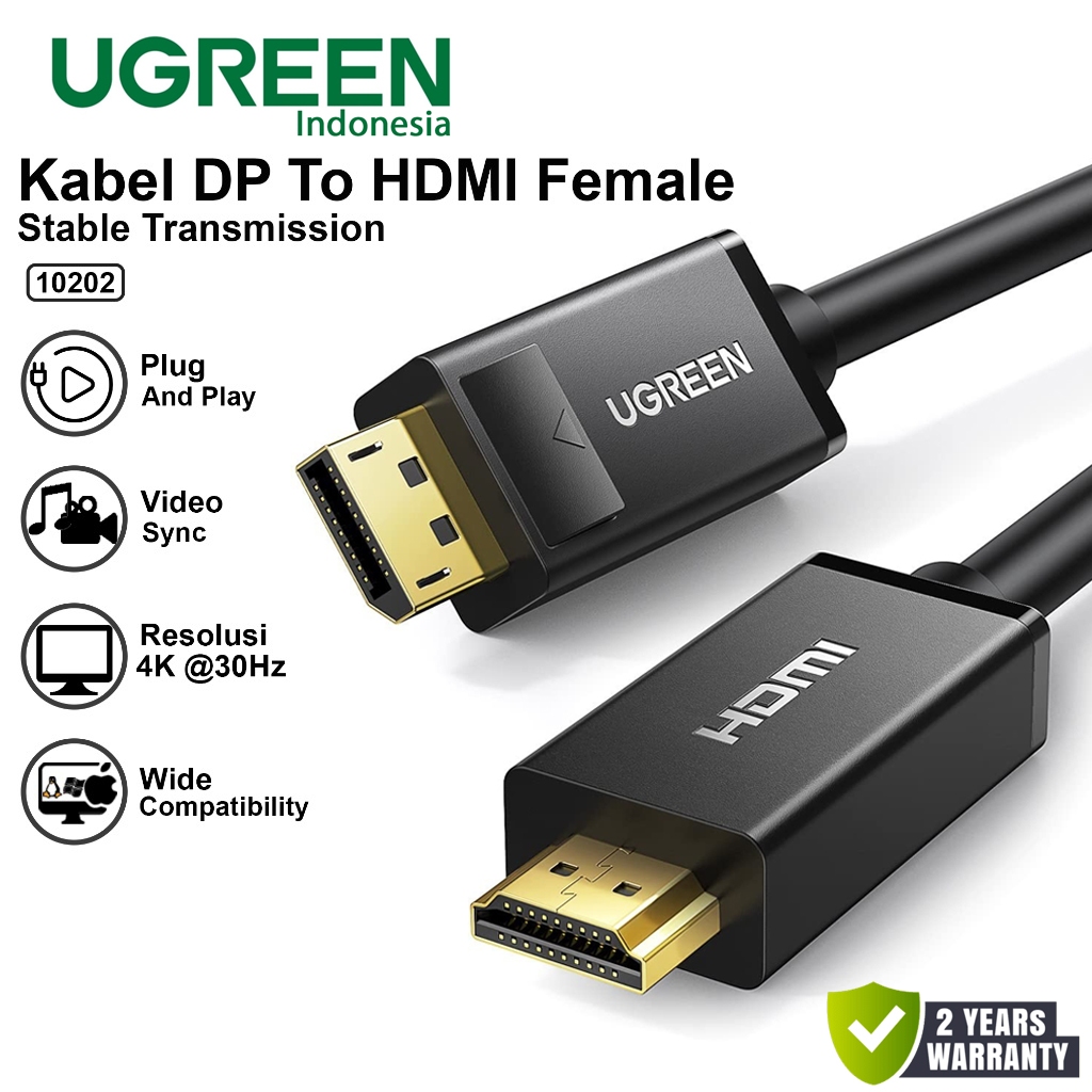 Jual UGREEN 10202 Kabel Display Port DP Male to HDMI Male Ultra HD 4K ...