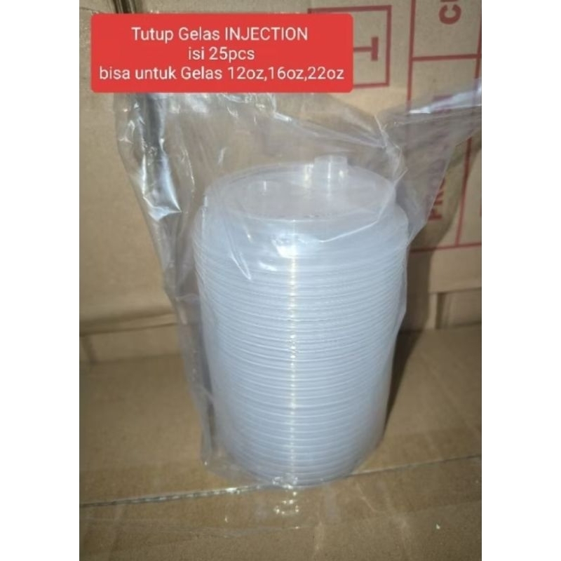 Jual isi 25pcs Tutup Cup Gelas Plastik INJECTION tebal dan bening ...
