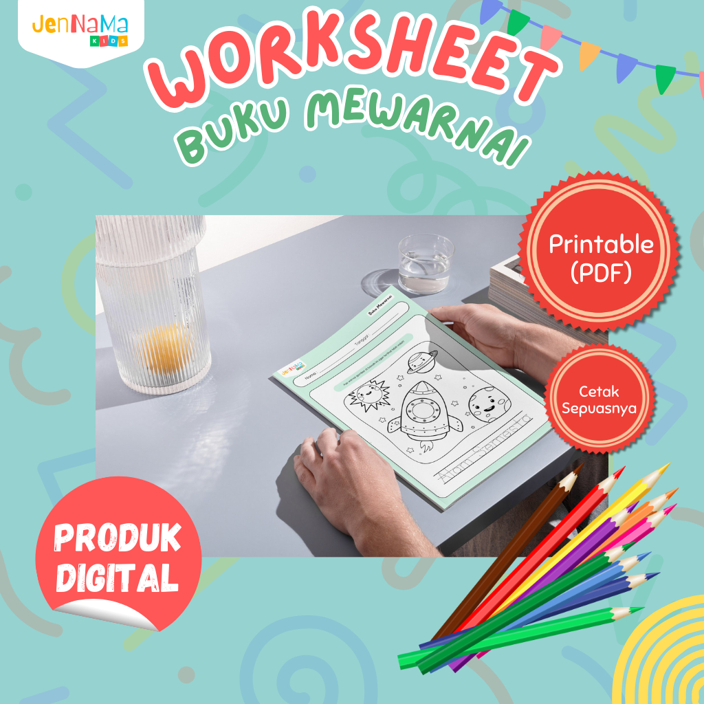 Jual Worksheet Buku Mewarnai [PRINTABLE] Produk Digital PDF 100