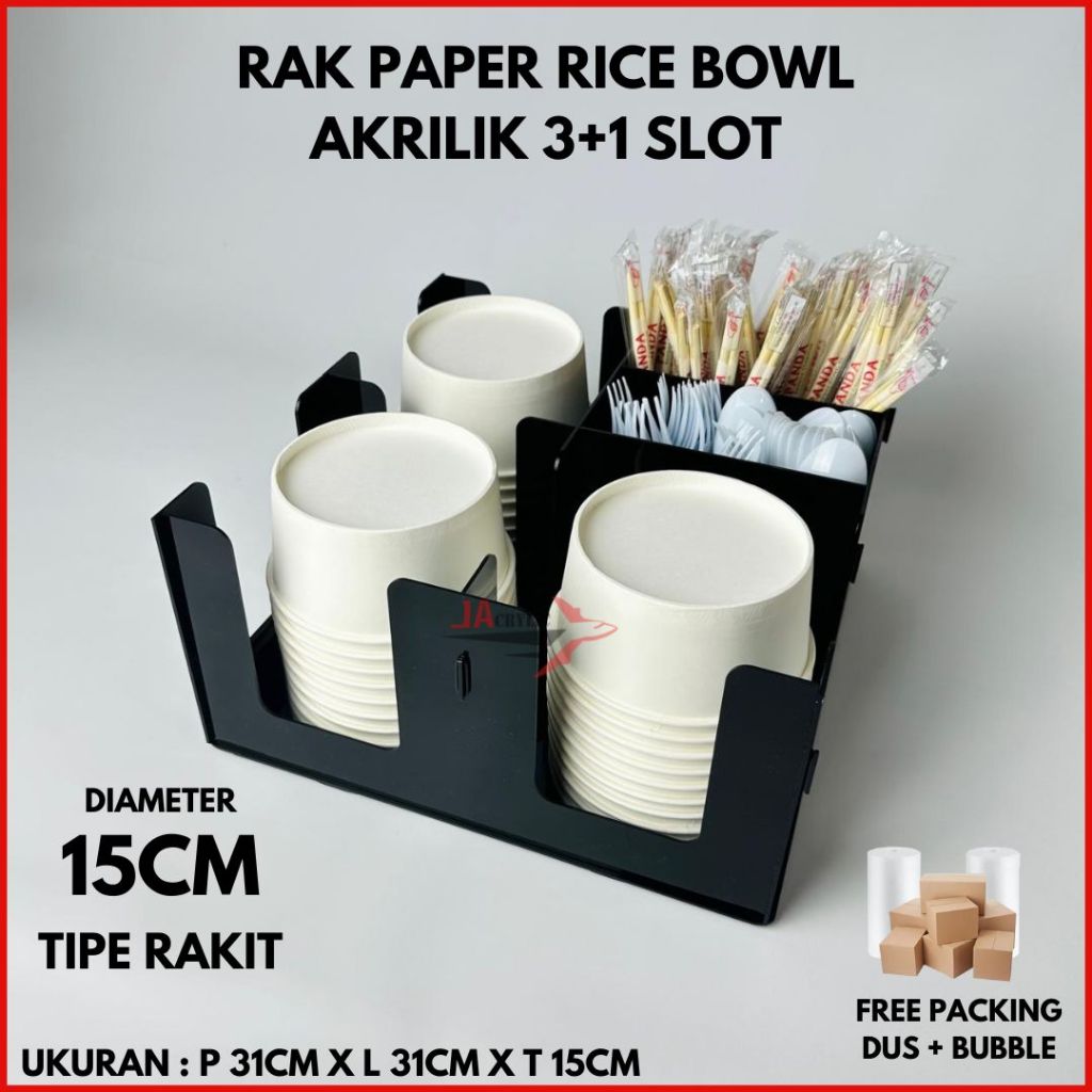 Jual RAK PAPER RICE BOWL 3+1 SLOT / AKRILIK TEMPAT MANGKUK KERTAS ...