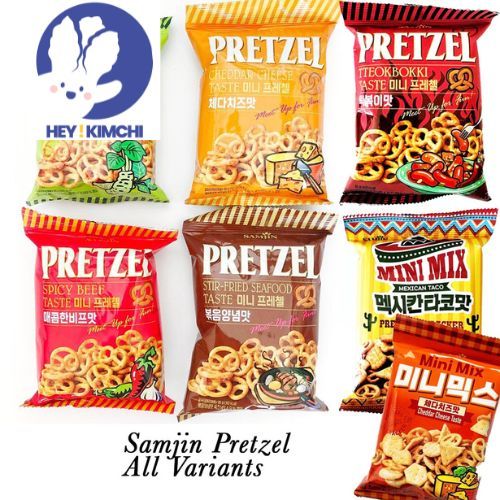 Jual Samjin Pretzel Cheddar Cheese Wasabi Seafood Spicy Beef 85g Korean ...