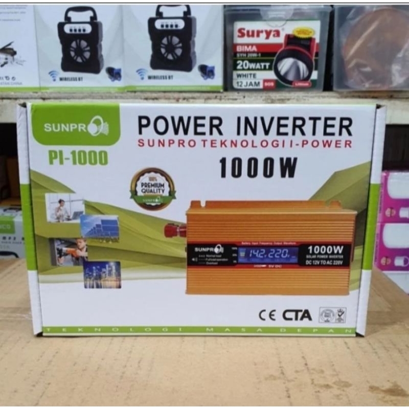 Jual power inverter 1000 Watt Sunpro PI-10 Mengubah arus DC menjadi AC ...