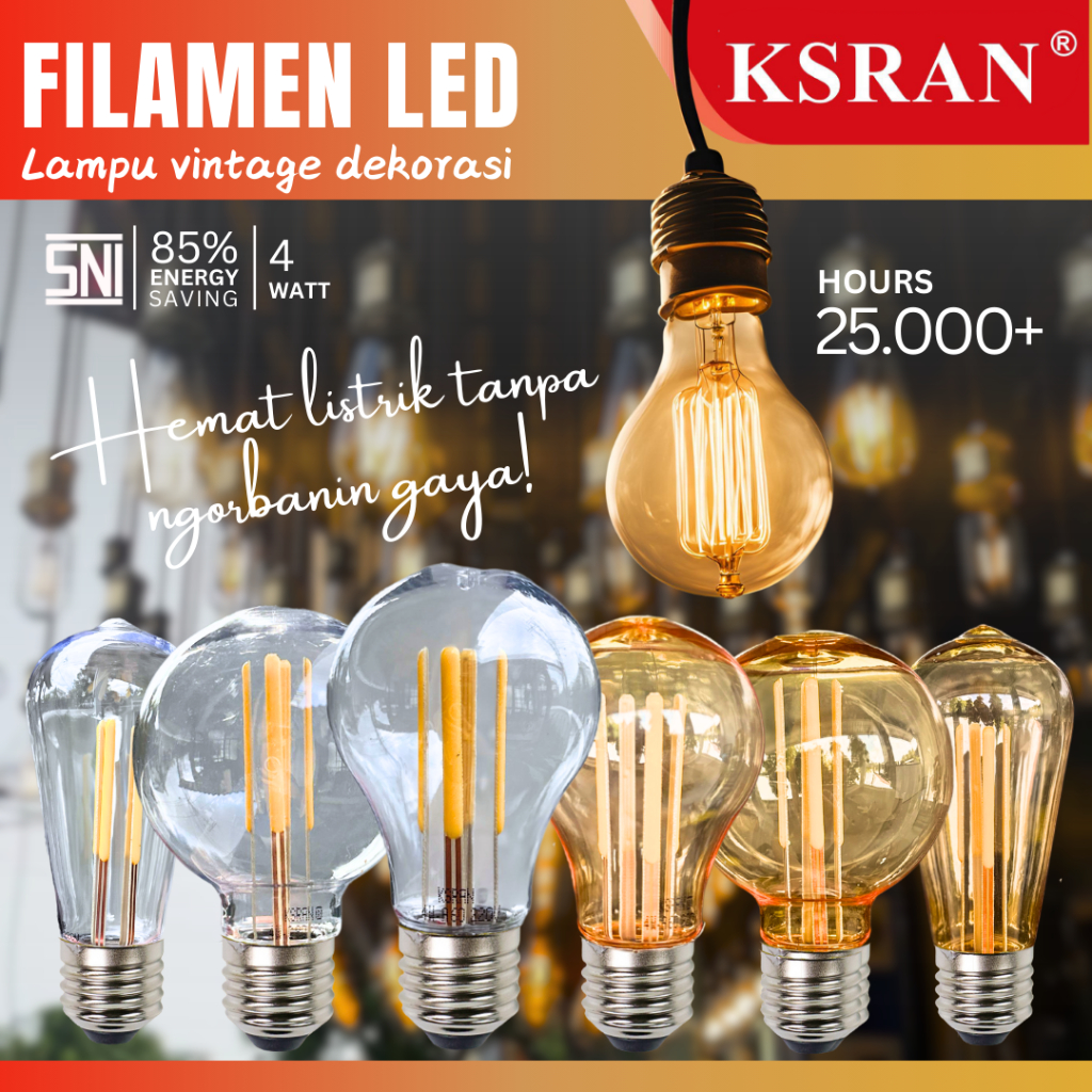 Jual LAMPU LED FILAMEN 4 WATT EDISON BOHLAM CAHAYA PUTIH KUNING E27 ...