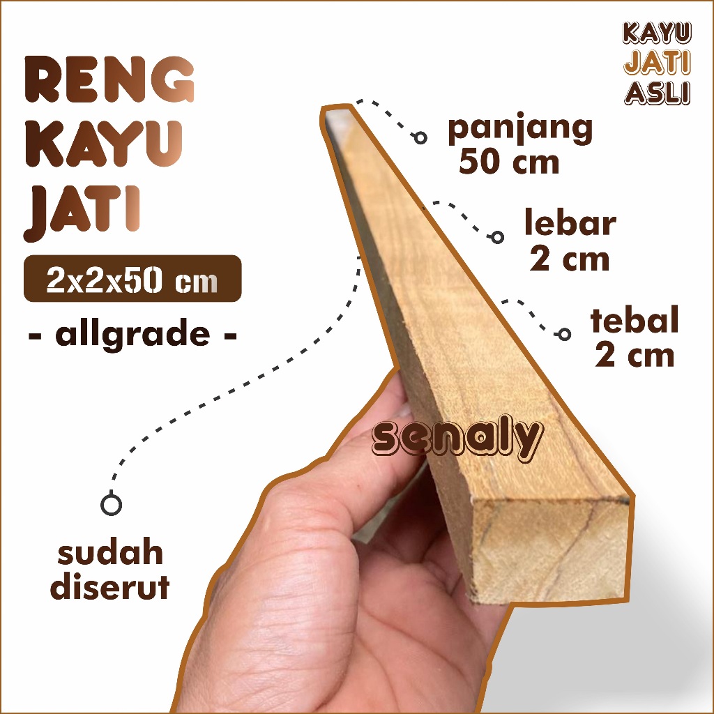 Jual Stik Reng Kayu Jati Jawa Allgrade Bahan Kerajinan Ukuran 2x2x50 cm ...