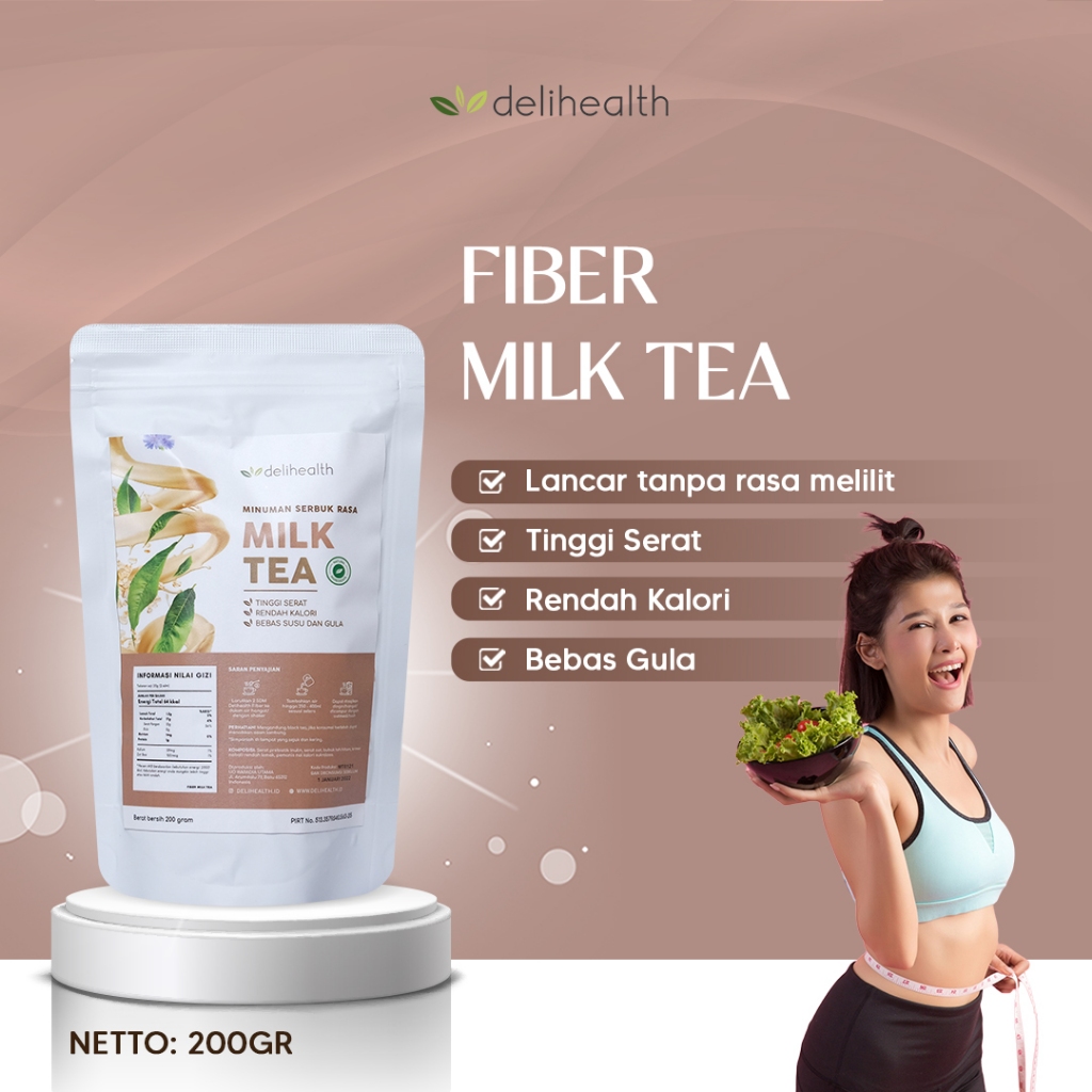 Jual Delihealth Fiber Milk Tea 200gr | Shopee Indonesia
