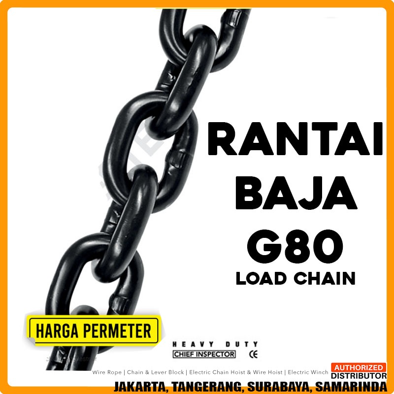 Jual Rantai Rante Besi Baja Load Chain / Rantai Baja G80 6mm Katrol ...
