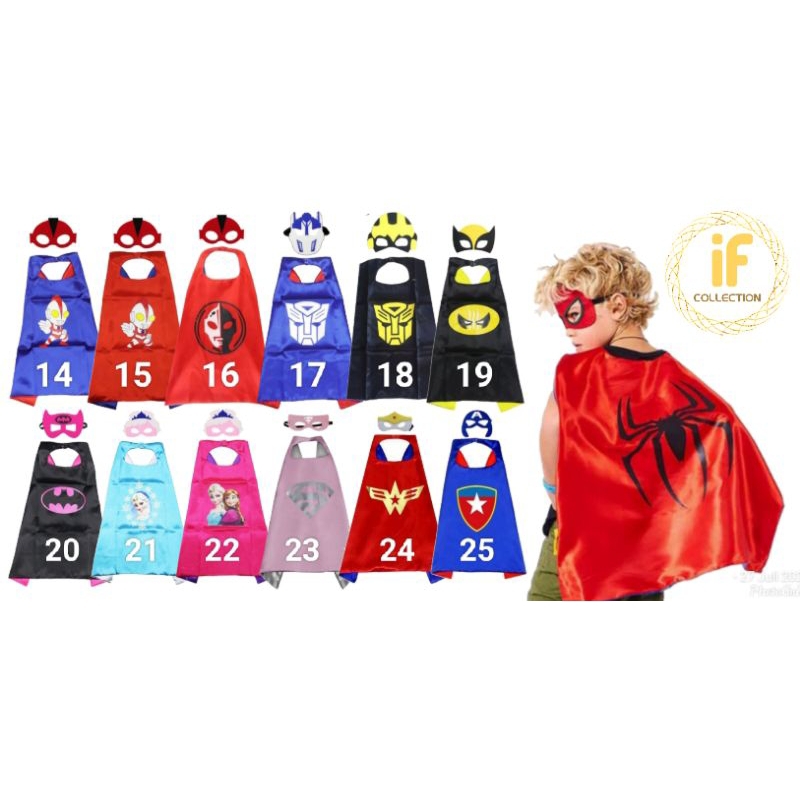 Jual Jubah Topeng Anak Kostum Superhero Batgirl-Frozen-Spidergirl ...