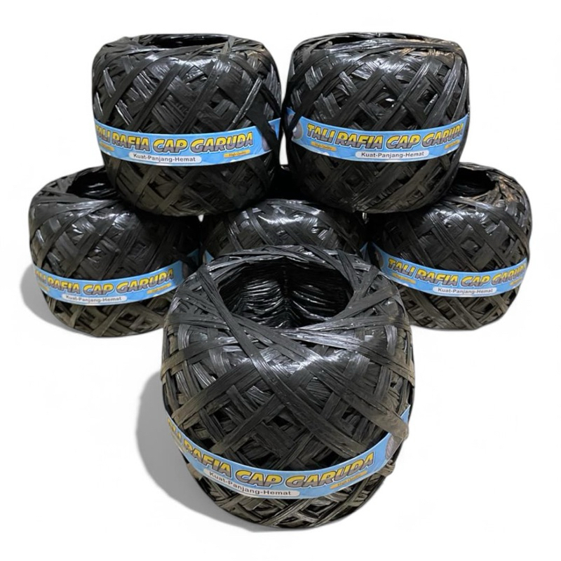 Jual tali rafia gulungan besar | tali rafia hitam 1 kg | Shopee Indonesia