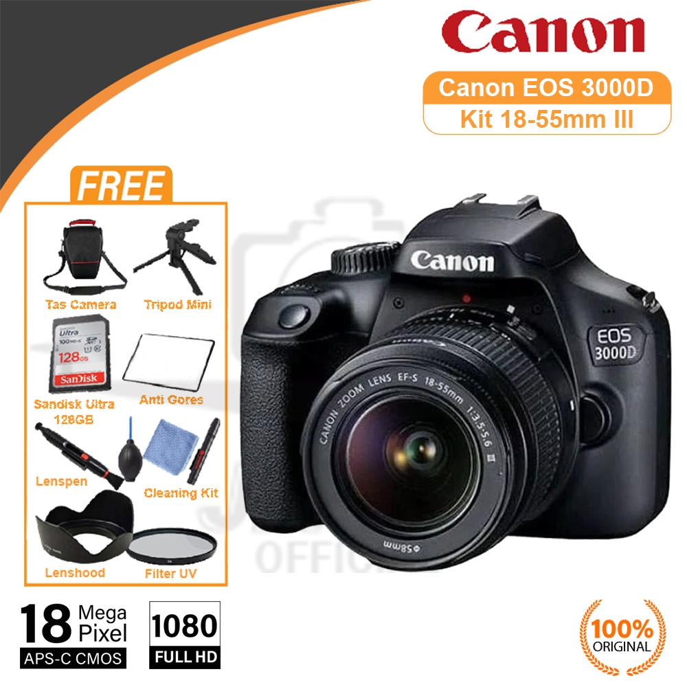 Jual Canon EOS 3000D Body Only / Kit 18-55mm III - Camera DSLR Canon ...