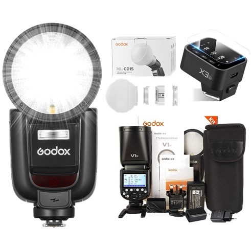 Godox V1 TTL Round Head Camera Flash Light Godox X3 Trigger for  Canon Fujifilm Nikon Sony Olympus